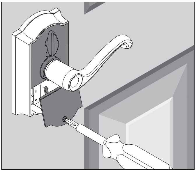 Schlage - BE375 - MANIJA DE PANTALLA TÁCTIL SIN LLAVE - Cambio de la batería - Paso 3 MANIJA DE PANTALLA TÁCTIL SIN LLAVE - Cambio de la batería - Paso 3