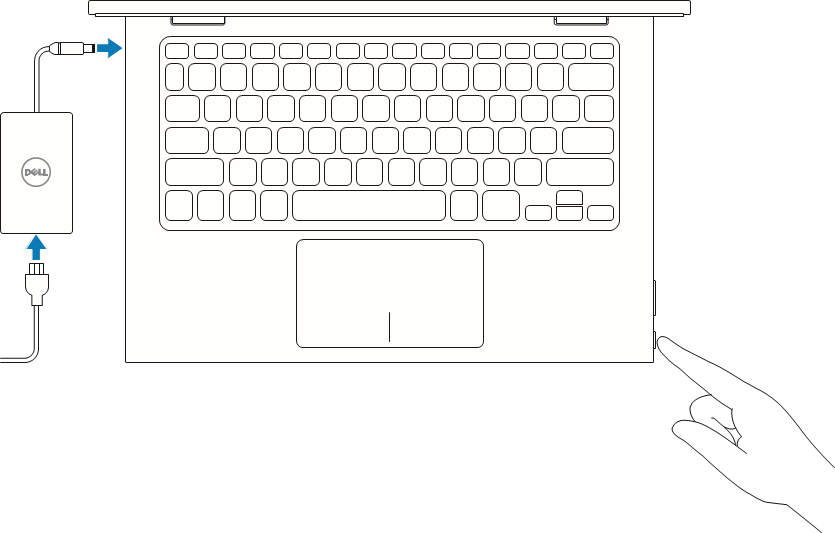 Dell - Inspiron 11 3000 Series - Conectați adaptorul de alimentare și apăsați butonul de pornire Conectați adaptorul de alimentare și apăsați butonul de pornire