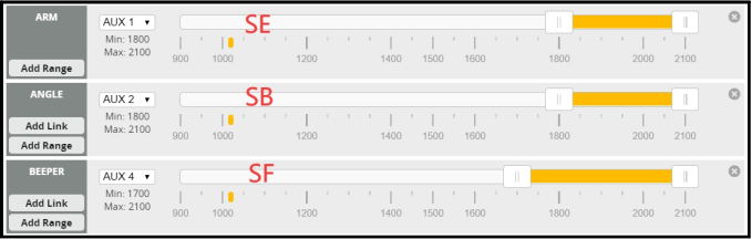 Eachine - Novice IV - Betaflight modes setting Betaflight modes setting