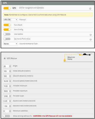 Eachine - Novice IV - GPS and GPS Rescue settings GPS and GPS Rescue settings