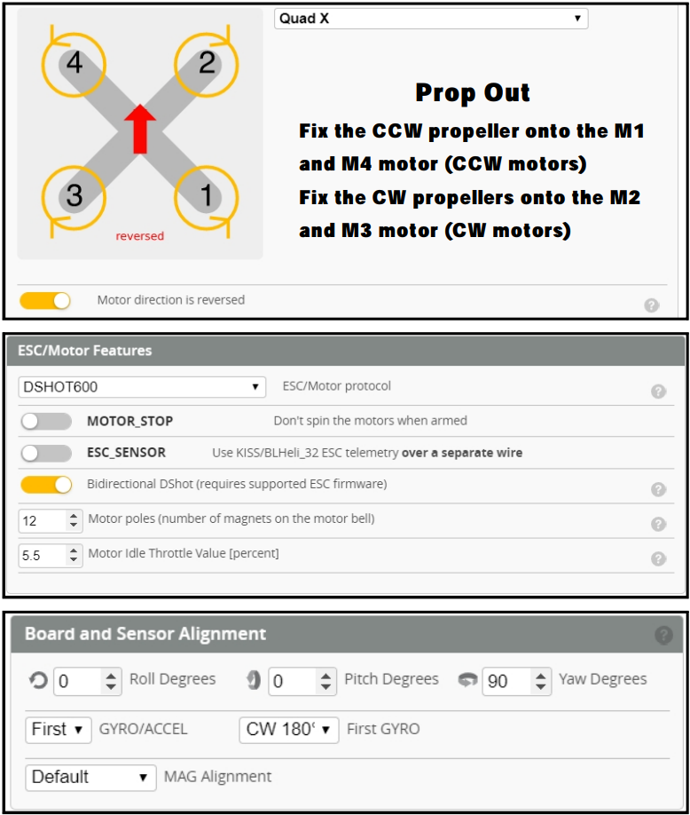 Eachine - Novice IV - Settings the ESC/MOTORS Settings the ESC/MOTORS