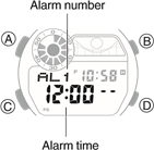 CASIO - G-SHOCK FROGMAN GW-8230 - Alarminstellingen configureren Stap 1 Alarminstellingen configureren Stap 1