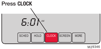 Honeywell - VisionPRO TH8000 Series - Óra beállítása - 1. lépés - Az idő beállítása Óra beállítása - 1. lépés - Az idő beállítása