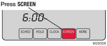 Honeywell - VisionPRO TH8000 Series - Képernyő tisztítás - 1. lépés - Nyomja meg a képernyőt Képernyő tisztítás - 1. lépés - Nyomja meg a képernyőt