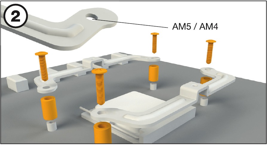 BE QUIET! - SHADOW ROCK 3 - AMD: AM5/AM4 - Mocowanie ramy montażowej chłodzenia AMD: AM5/AM4 - Mocowanie ramy montażowej chłodzenia