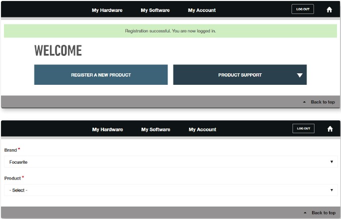 Focusrite - Clarett 2Pre USB - Clarett USB:n rekisteröinti - Vaihe 2 Clarett USB:n rekisteröinti - Vaihe 2