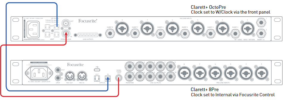 Focusrite - Clarett+ OctoPre - Saat lideri olarak ses arabirimi Saat lideri olarak ses arabirimi