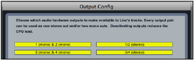 Focusrite - Saffire 6 USB - Konfiguracija izhoda panela Ableton Live Preferences Konfiguracija izhoda panela Ableton Live Preferences