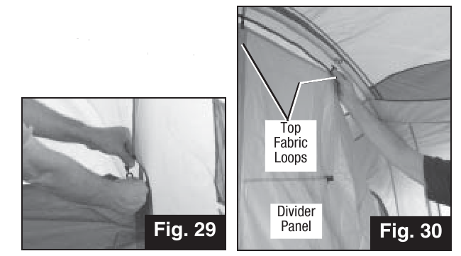 Coleman - ELITE WEATHERMASTER TENT - Huoneen jakajan kiinnittäminen Huoneen jakajan kiinnittäminen