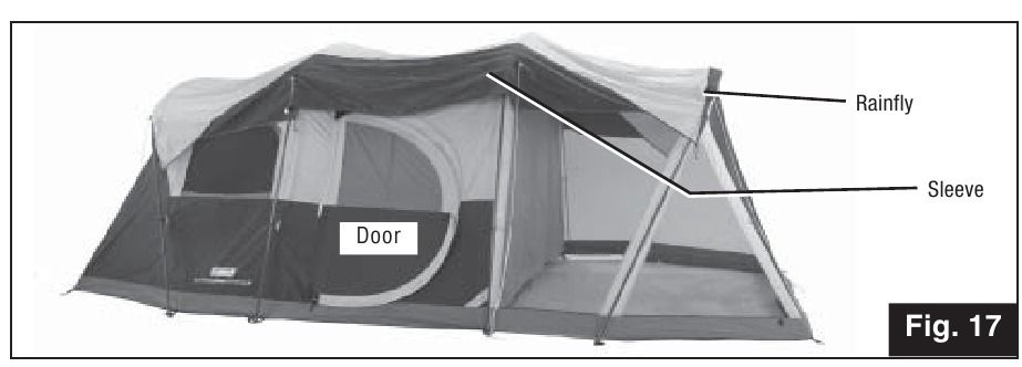 Coleman - ELITE WEATHERMASTER TENT - Sadesuojan kiinnittäminen, vaihe 1 Sadesuojan kiinnittäminen, vaihe 1