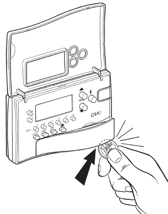 Honeywell - CM61NG - Como instalo as pilhas - Passo 1 Como instalo as pilhas - Passo 1