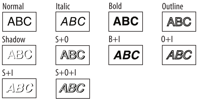 Epson - LW-400 - Gaya yang tersedia Gaya yang tersedia