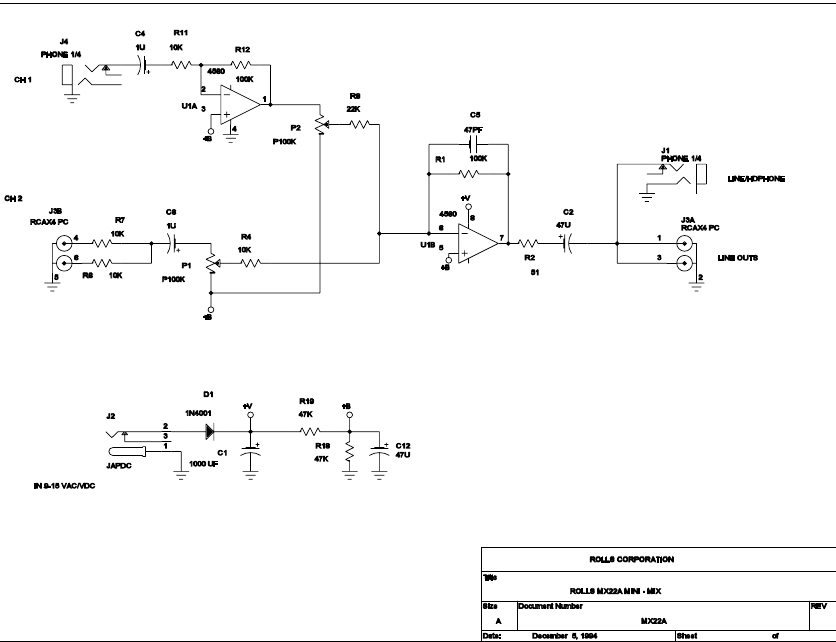 Rolls - MINI-MIX MX22A - SCHEMAT SCHEMAT