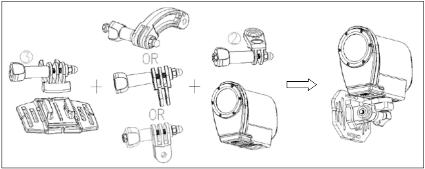 Rollei - Actioncam S-30 WiFi - Στερέωση της συσκευής σε κράνος Στερέωση της συσκευής σε κράνος