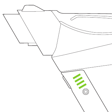 Gtech - Pro 2 - Batareya to'liq zaryadlanganda, barcha LEDlar yashil rangda yonadi Batareya to'liq zaryadlanganda, barcha LEDlar yashil rangda yonadi