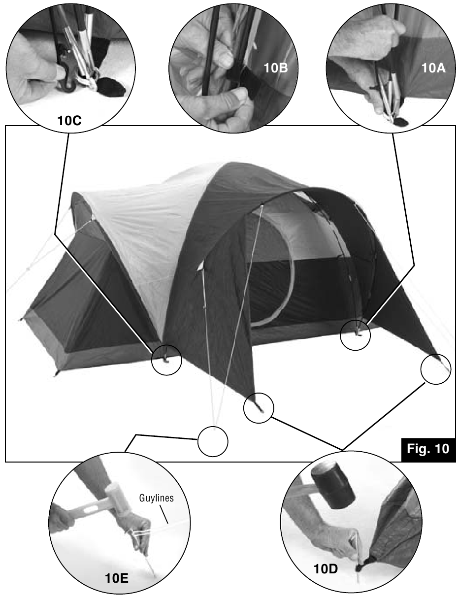Coleman - MONTANA 8 TENT - Yomg'irdan himoyani biriktirish - 2-qadam Yomg'irdan himoyani biriktirish - 2-qadam
