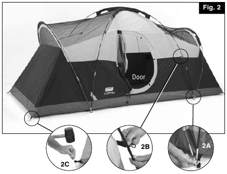 Coleman - MONTANA 8 TENT - Chodirni o'rnatish - 2-qadam Chodirni o'rnatish - 2-qadam