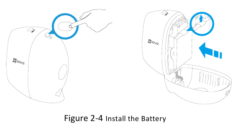 EZVIZ - C3A & W2D - Zainstaluj baterię Zainstaluj baterię