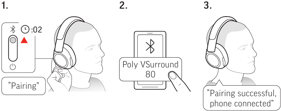 Plantronics - Voyager SURROUND 80 UC - СВЪРЗВАНЕ С МОБИЛЕН ТЕЛЕФОН PAIRING TO THE MOBILE PHONE