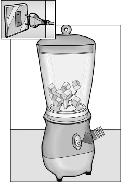 ARIETE - Blendy 570 - Työnnä pistoke pistorasiaan ja paina painiketta (G) asettaaksesi terät liikkeeseen Työnnä pistoke pistorasiaan ja paina painiketta (G) asettaaksesi terät liikkeeseen