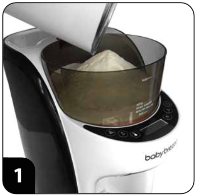 Baby Brezza - Formula Pro Advanced - Az első üveg elkészítése - 1. lépés Az első üveg elkészítése - 1. lépés