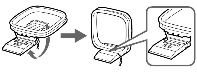 SONY - DREAM MACHINE ICF-C1iPMK2 - To connect the AM loop aerial - Step 1 To connect the AM loop aerial - Step 1