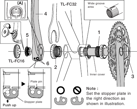 Shimano - FC-M590-S - Pemasangan Chainwheel Depan Pemasangan Chainwheel Depan