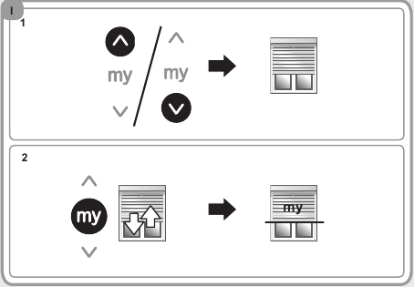 SOMFY - Smoove 1 Tw io - Indstilling eller ændring af favoritpositionen (my) Indstilling eller ændring af favoritpositionen (my)