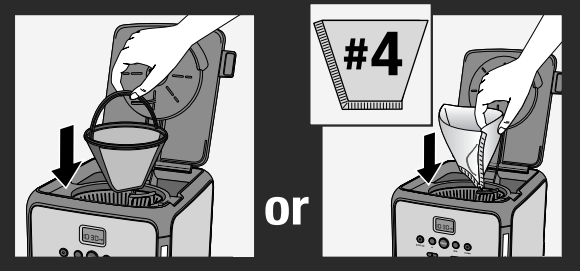 Krups - Savoy ET353 - PRIPRAVA KAVE - Vstavljanje filtrov PRIPRAVA KAVE - Vstavljanje filtrov