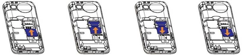 Alcatel - 1066F - Kuingiza na kuondoa kadi ya SIM Kuingiza na kuondoa kadi ya SIM