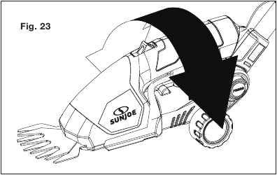 SunJoe - HJ605CC - Ajuste do Ângulo da Cabeça de Corte - Passo 3 Ajuste do Ângulo da Cabeça de Corte - Passo 3