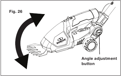 SunJoe - HJ605CC - Ajuste do Ângulo da Cabeça de Corte - Passo 6 Ajuste do Ângulo da Cabeça de Corte - Passo 6