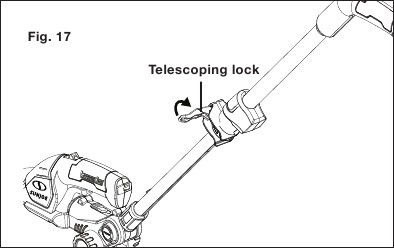 SunJoe - HJ605CC - Ajuste do Comprimento da Haste - Passo 1 Ajuste do Comprimento da Haste - Passo 1