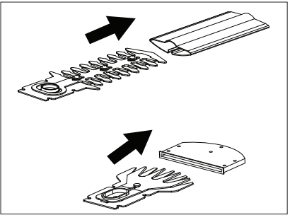 SunJoe - HJ604C - Armazenamento - Montar as proteções da lâmina Armazenamento - Montar as proteções da lâmina