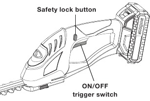 SunJoe - 4V-SSEG-CT - Iniciar + Parar - Passo 2 - Pressione o interruptor Iniciar + Parar - Passo 2 - Pressione o interruptor