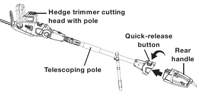 SunJoe - SJH904E - Konvertavimas iš gyvatvorių žirklių į polių gyvatvorių žirkles - 3 žingsnis Konvertavimas iš gyvatvorių žirklių į polių gyvatvorių žirkles - 3 žingsnis