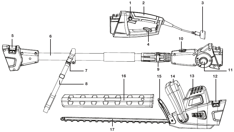 SunJoe - SJH904E - Žinokite savo elektrinį polių + gyvatvorių žirklės Žinokite savo elektrinį polių + gyvatvorių žirklės