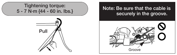 Shimano - RD-TX35 - A kábel csatlakoztatása és rögzítése A kábel csatlakoztatása és rögzítése