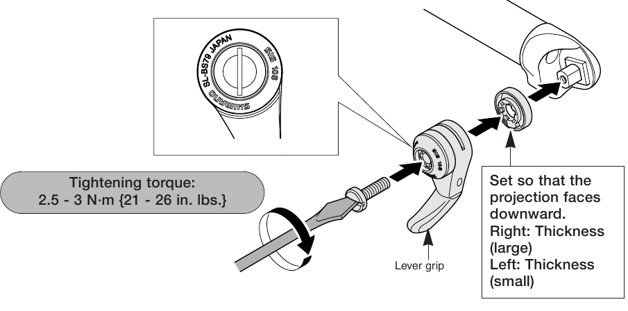 Shimano - SL-BS79 - Installation of the lever - Step 3 Installation of the lever - Step 3