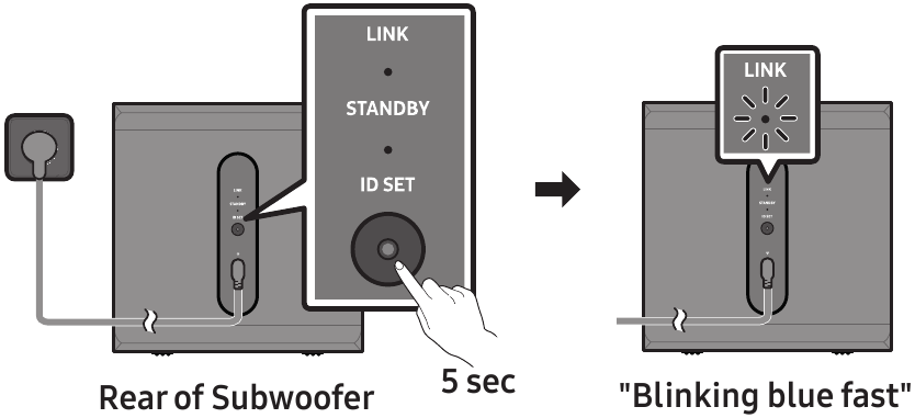 Samsung - HW-S800B - Nëse subwoofer nuk lidhet automatikisht - Hapi 1 Nëse subwoofer nuk lidhet automatikisht - Hapi 1