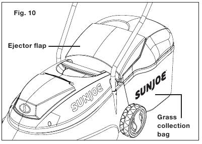 SunJoe - MJ24C-14 - Montaż i mocowanie kosza na trawę - Krok 4 Montaż i mocowanie kosza na trawę - Krok 4