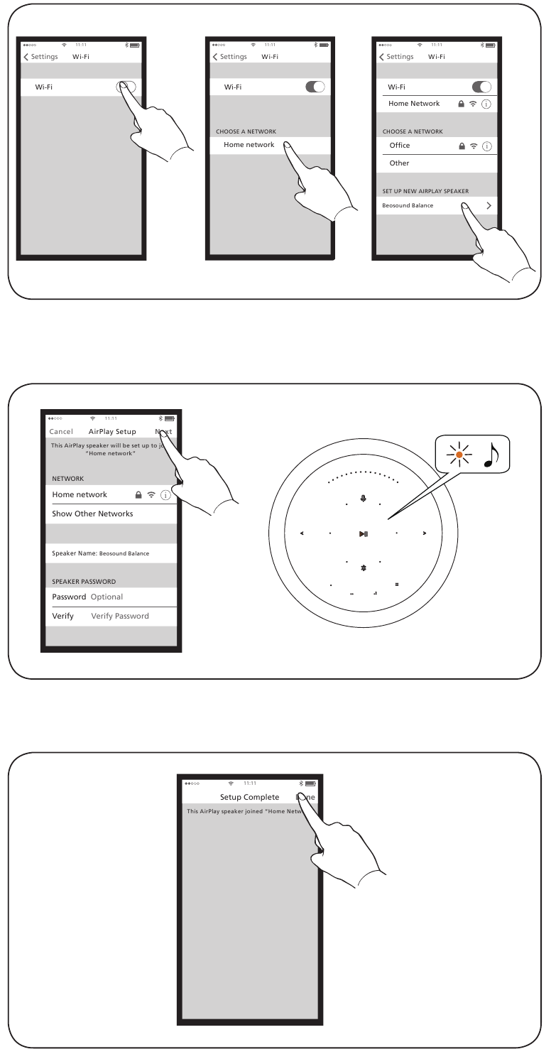 Bang & Olufsen - Beosound Balance - Cum să vă conectați cu Airplay prin WiFi Cum să vă conectați cu Airplay prin WiFi