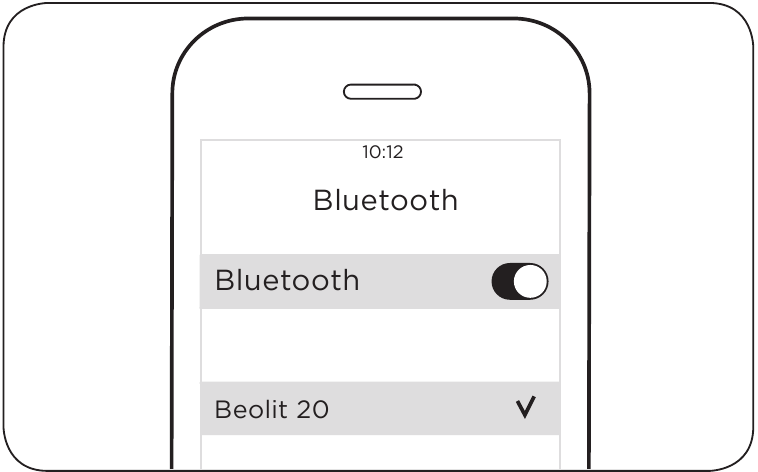 Bang & Olufsen - Beolit 20 - Emparejamiento Bluetooth - Paso 2 - Seleccione el dispositivo Emparejamiento Bluetooth - Paso 2 - Seleccione el dispositivo