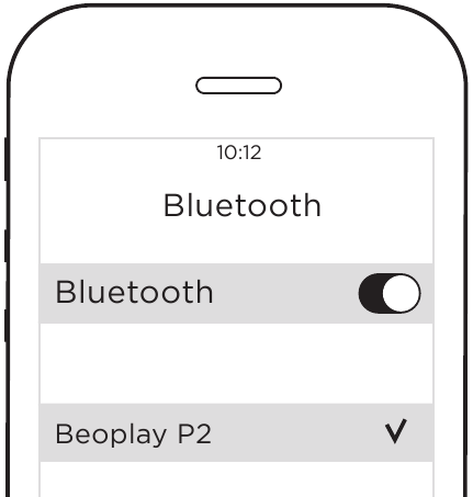 Bang & Olufsen - Beoplay P2 - Emparejamiento Bluetooth - Paso 3 - Seleccione el dispositivo Emparejamiento Bluetooth - Paso 3 - Seleccione el dispositivo