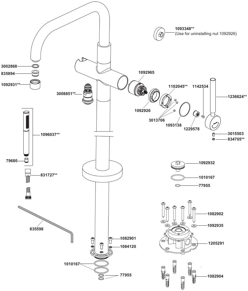 Kohler - PURIST 10129T-4 - 10129T-4 Podłogowa bateria wannowa i prysznicowa 10129T-4 Podłogowa bateria wannowa i prysznicowa
