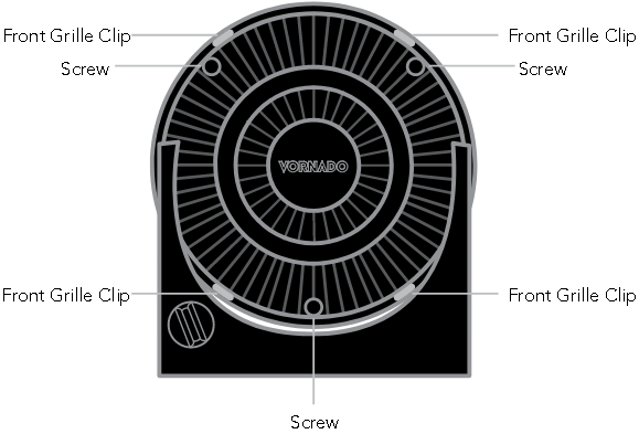 Vornado - 133 - Rimozione Griglia - Modello 533, 633, 683, 753 Rimozione Griglia - Modello 533, 633, 683, 753
