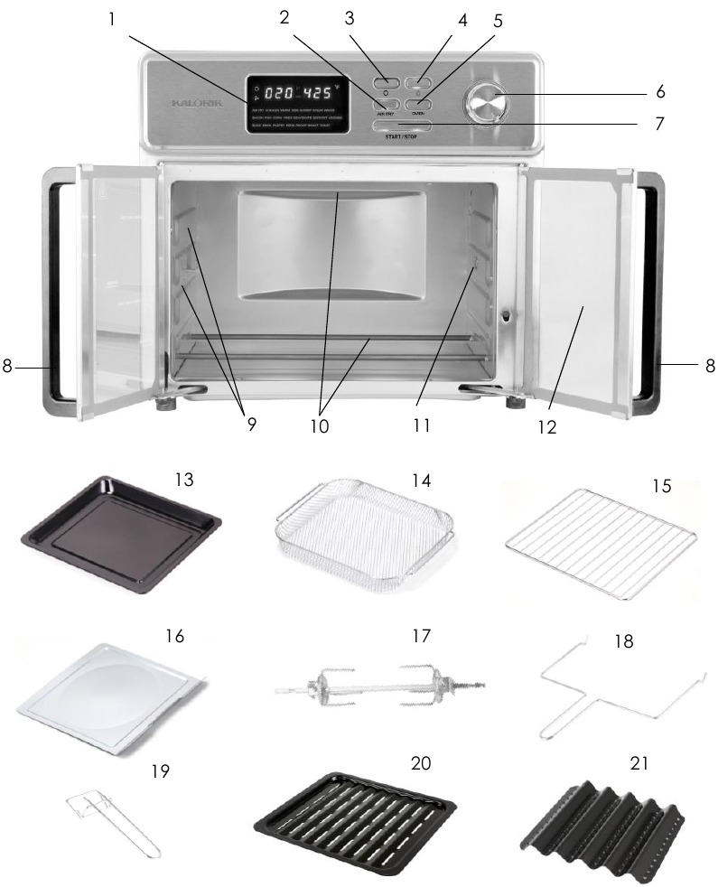 Kalorik - MAXX AFO 46045 SS - QISMLARNING TA'RIFLARI QISMLARNING TA'RIFLARI