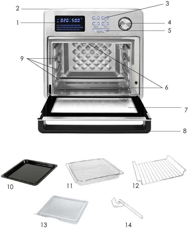 Kalorik - MAXX AFO 47797 SS - QISMLARNING TA'RIFI QISMLARNING TA'RIFI