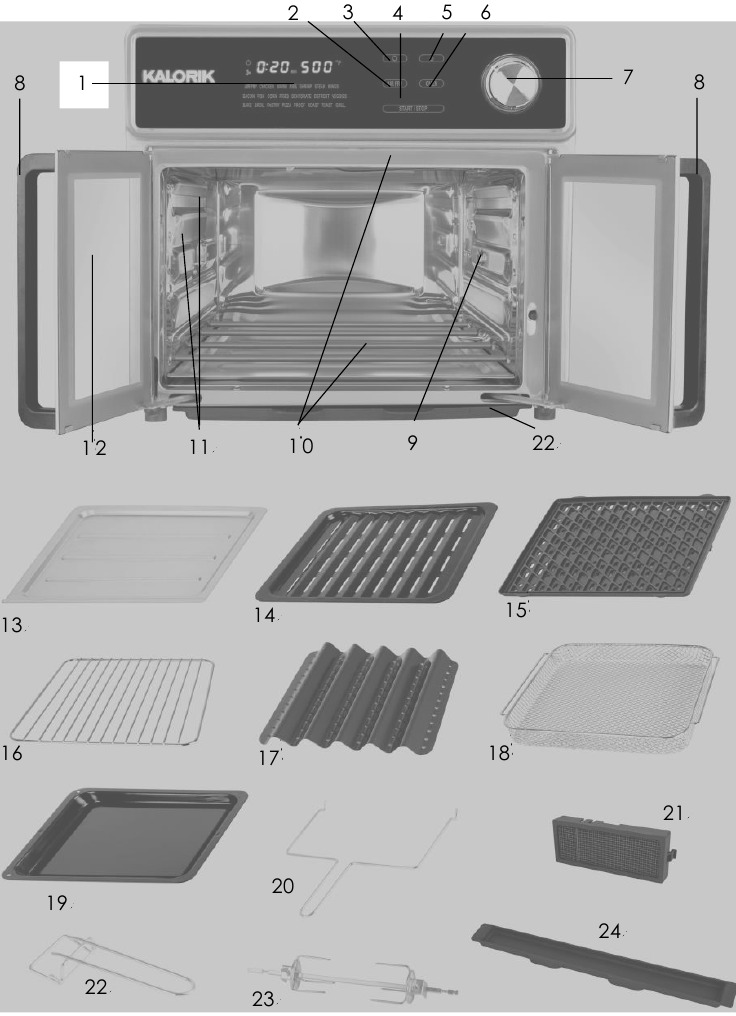 Kalorik - MAXX AFO 51041 SS - Qismlar haqida umumiy ma'lumot Qismlar haqida umumiy ma'lumot