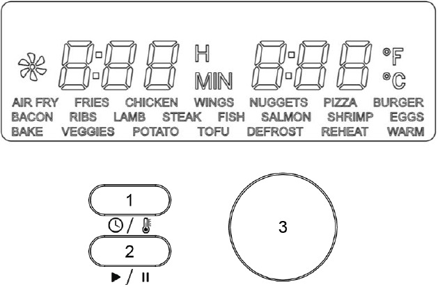 Kalorik - MAXX Plus FT 50928 OW - Prezentare generală a panoului de control Prezentare generală a panoului de control